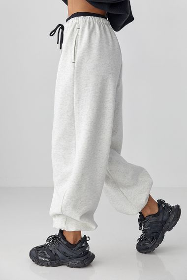 Широкі спортивні штани з начосом - світло-сірий цвет, M (є розміри) | Зображення 3