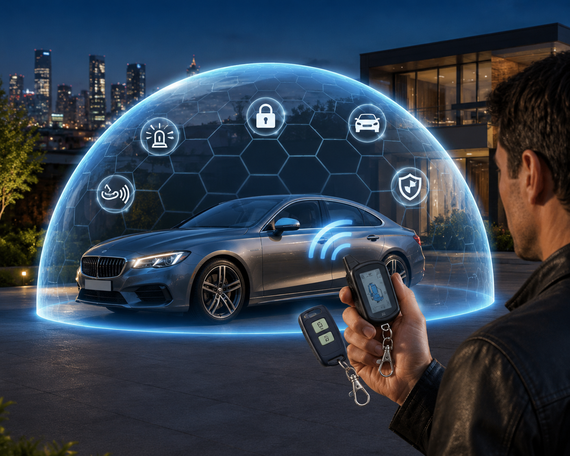 Автосигнализация CAR ALARM 2 WAY B9 / Двухсторонняя автомобильная сигнализация с автозапуском и интеллектуальным запуском двигателя | Зображення 1