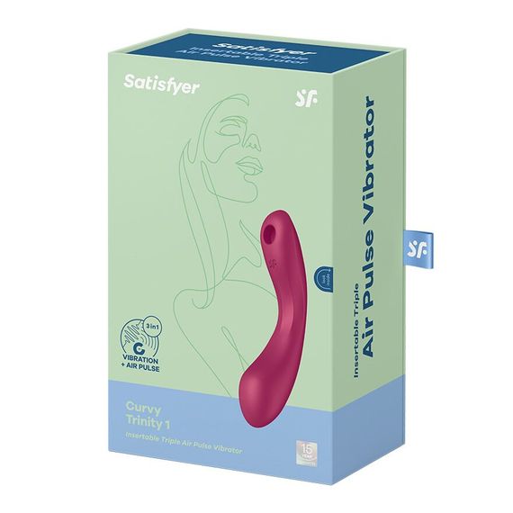 Вакуумний стимулятор з вібрацією Satisfyer Curvy Trinity 1 Red, іграшка 3в1 | Зображення 4