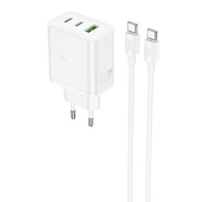МЗП Hoco N51 Scenery PD65W (1USB-A/2C) + кабель Type-C to Type-C White