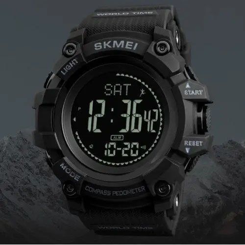 Чоловічий тактичний годинник SKMEI 1356BK BLACK | Годинник тактичний протиударний | Фірмовий DF-279 спортивний годинник | Зображення 1
