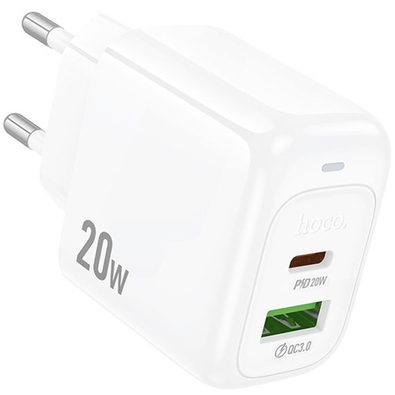 СЗУ Hoco CS54A Surplus PD20W+QC3.0 (1USB-A/1C) White | Зображення 3