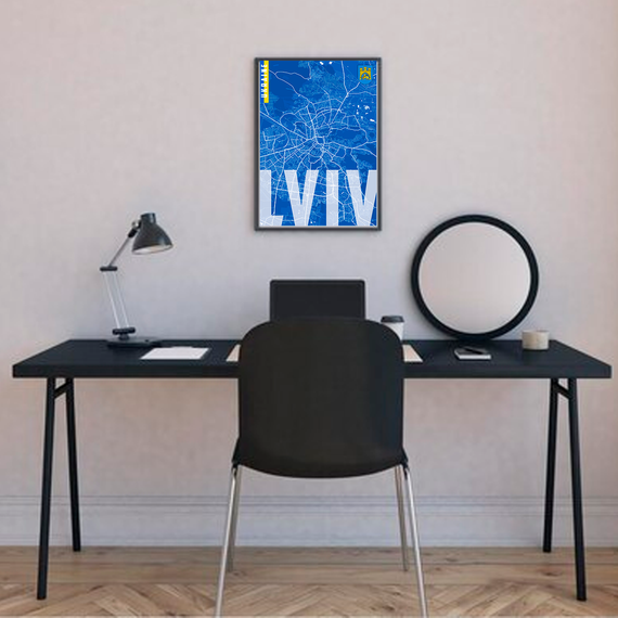 Плакат-постер з принтом Кавун Карта міста Львів Україна. Map of Lviv Ukraine А2 ПЛ000855(А2)