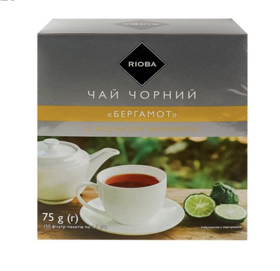 Чай Rioba Бергамот чорний дрібний з аромат бергамотa 50*1.5г