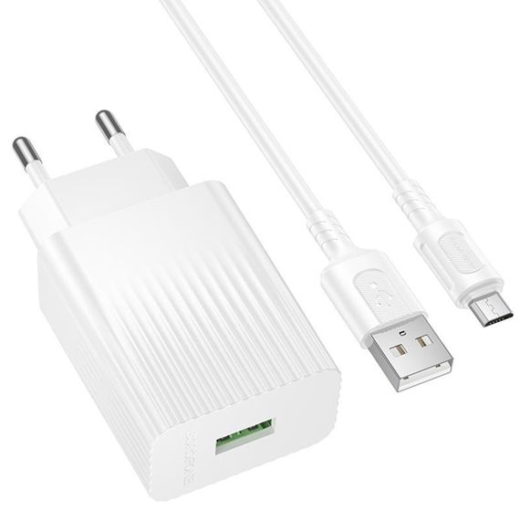 МЗП Borofone BAS72A Source QC3.0 (1USB-A) + кабель USB to MicroUSB White | Зображення 4