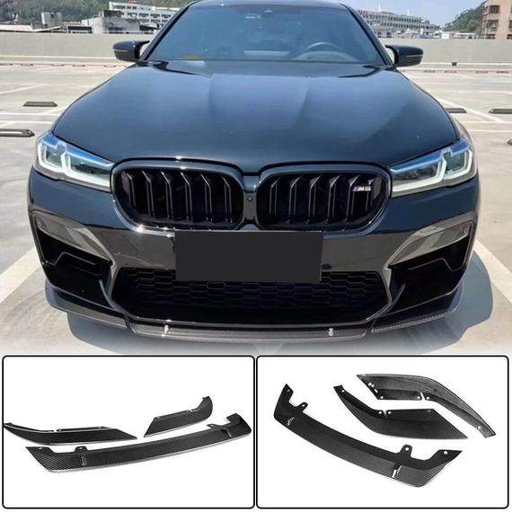 Накладка на передній бампер Lip V6 (для M5 F90 2020-2024, Карбон) для BMW 5 серія G30/31 рр