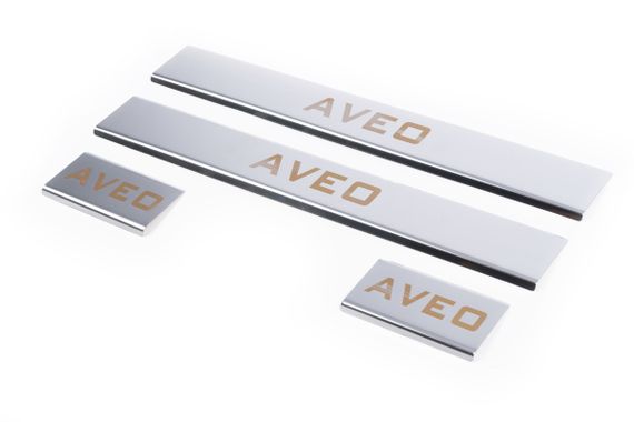 Накладки на пороги Carmos V1 (4 шт, нерж.) для Chevrolet Aveo T300 2011-2024 рр