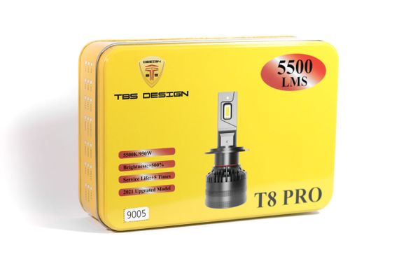 Комплект светодиодных ламп TBS Design T8 PRO HB3 12-24V 110W P20d 11000lm 6000K | Зображення 1