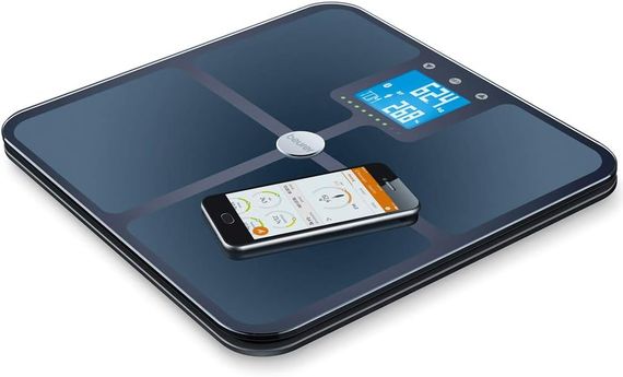 Ваги підлогові Beurer, 180кг, підкл. до смартфону, сенс. керув., аналіз тіла, 4хААА в комплекті, скло, чорний (BF_950_BLACK) | Зображення 4