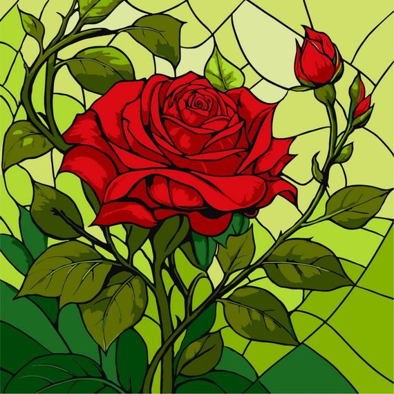 Картина за номерами "Вітраж. Троянда" ©art_selena_ua KHO3320, 30х30 см