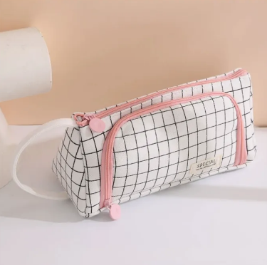 Большой пенал школьный белый в клетку | Зображення 1