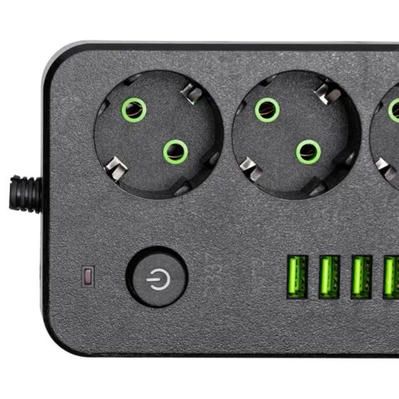 Мережевий фільтр-подовжувач 5 розеток 4xUSB-A 1xUSB-C 3м чорний HP-5-50 | Зображення 2