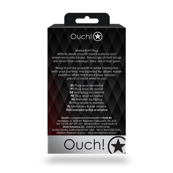 Анальна пробка - Ouch! Metal Butt Plug Medium Gold/Ruby Red Sex Aura | Зображення 7