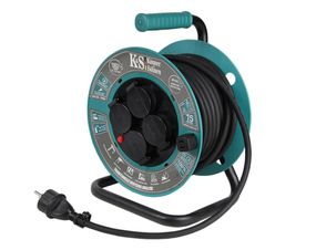 Подовжувач мережевий Könner &amp; Söhnen  KS CR-15M, 3000Вт, 4х16А/230В, 3х1.5мм, IP44, 3.2кг, на котушці, 15м, чорний (KSCR-15M)