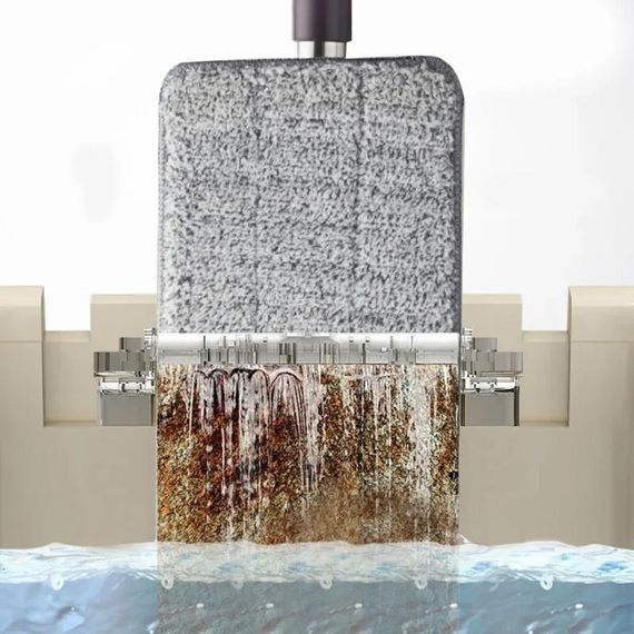 Швабра и ведро с автоматическим отжимом 8л, Scratch Anet, Бежевый / Комплект для уборки / Швабра-лентяйка | Зображення 5