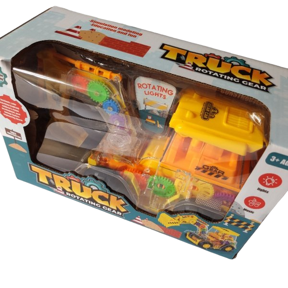 Іграшка Трактор Гідромолот із прозорим корпусом із підсвічуванням та звуком Truck Rotating Gear Жовтий