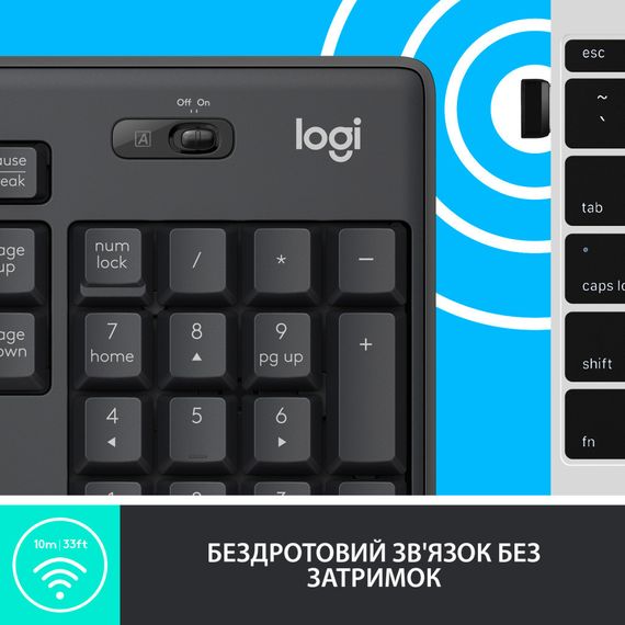 IT набір Logitech MK295 Silent Wireless Combo, US, Graphite (920-009800) | Зображення 4