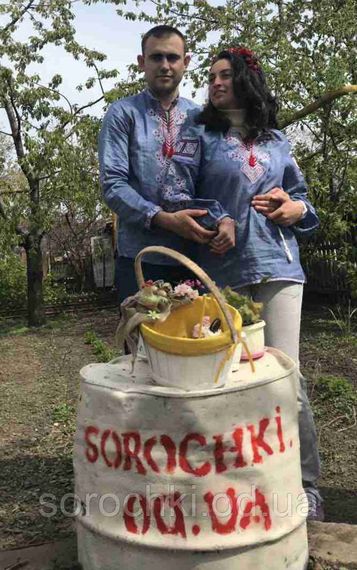 Вышиванка парная , джинсовая, синяя вышивка, домотканное полотно орнамент " Берегиня"  размеры  мужские (ворот) 41,42,45  размеры женские  48-52,
