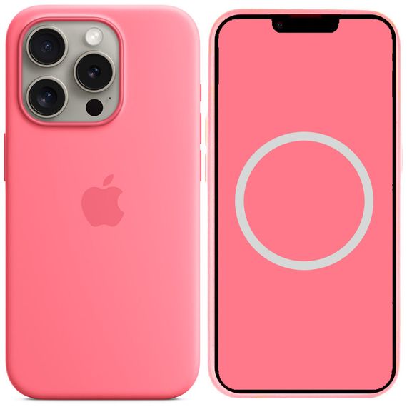 Чохол Silicone case (AAA) full with Magsafe and Animation для Apple iPhone 15 Pro Max (6.7") Рожевий / Pink
