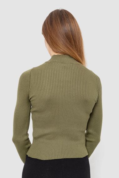 Водолазка жіноча в рубчик, колір хакі, 214R91306 | Зображення 3