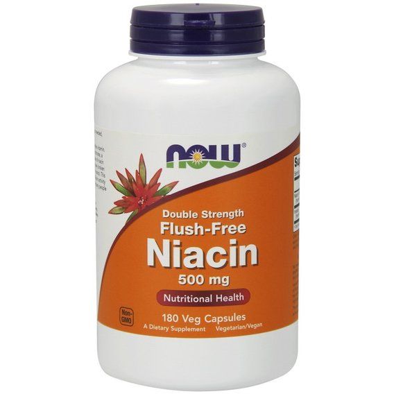 Ніацін NOW Foods Flush-Free Niacin 500 mg Double Strength 180 Veg Caps