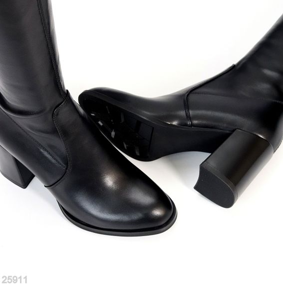 Шикарні чорні ботфорти стрейч на високих зручних підборах | Зображення 4