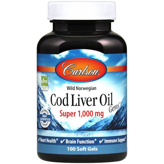 Жир із печінки тріски Carlson Labs Cod Liver Oil Gems 1000 mg 250 Soft Gels
