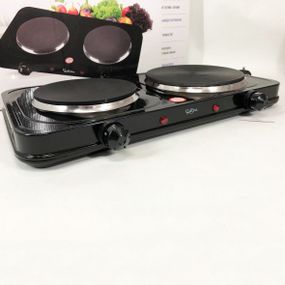 Плитка настільна електрична Suntera DP-1935B, 2500W, 2 конфорки різного діаметру. IK-124 Колір: чорний