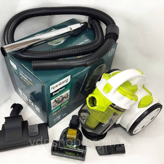 Потужний побутовий циклонний пилосос Rainberg RB-651 2500 Вт, Пилосос циклонного типу з нера фільтром VD-51 | Зображення 1