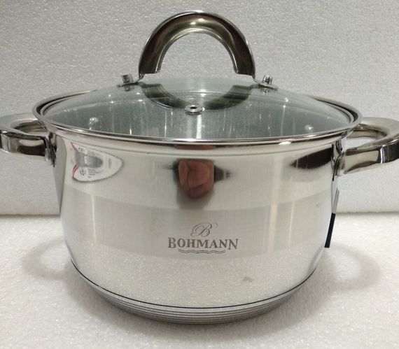 Кастрюля Bohmann BH-1422, 5 л, 22 см, из нержавеющей стали с крышкой, для всех типов плит
