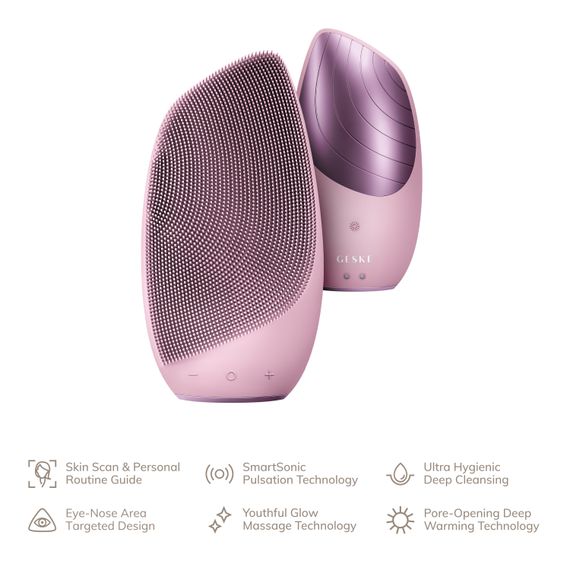 Електронна звукова термо щітка для обличчя GESKE Sonic Thermo Facial Brush 6в1 pink | Зображення 1