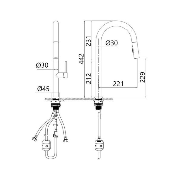 Змішувач для кухні Qtap Lenicka з висувним виливом QTLEN9138103UC Chrome | Зображення 1