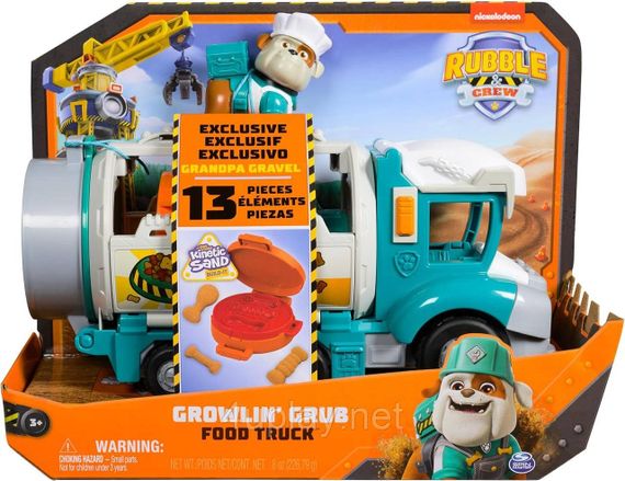 Ігровий набір Кремез і команда Фудтрак дідуся Гравія з кінетичним піском Оригінал Paw Patrol Rubble & Crew