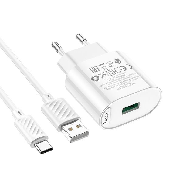 Сетевое Зарядное Устройство Hoco C109A 1USB QC 18W+USB to Type-C | Зображення 2