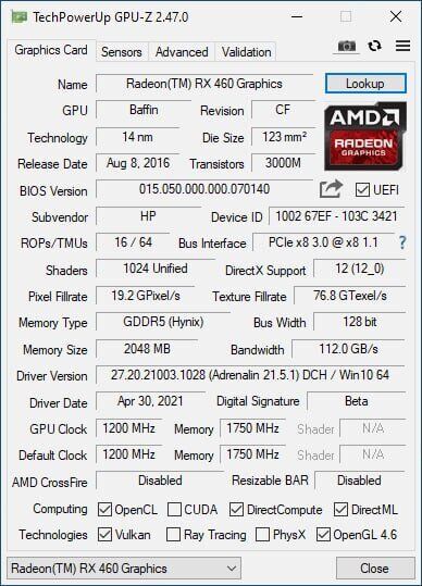 Дискретна відеокарта AMD Radeon RX 460, 2 GB GDDR5, 128-bit / DisplayPort, DVI, HDMI б/в | Зображення 3