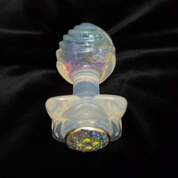 Анальна пробка ребриста UNIVIBE з каменем, силіконова, різнокольорова, 9.3 х 4.9 см sexstyle | Зображення 4