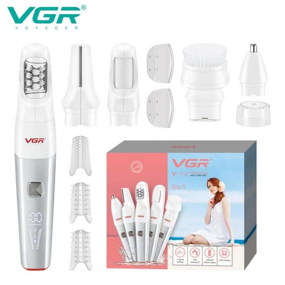 Епілятор VGR 5 в 1 V-752 RED, водонепроникний корпус IPX5, 5 насадок (45700-V-752 RED_775) | Зображення 2