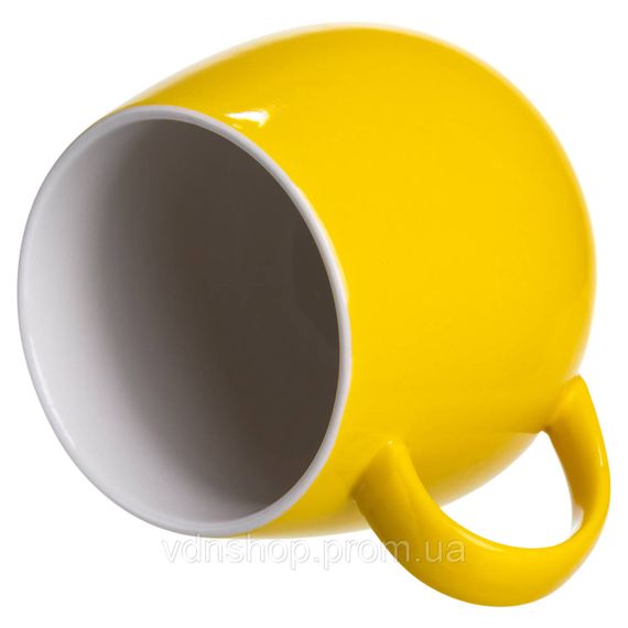 Праздничная фарфоровая чашка "Веселые Герои" 400 мл, Кружка детская с фарфора на подарок Желтая FM-13TJB | Зображення 3