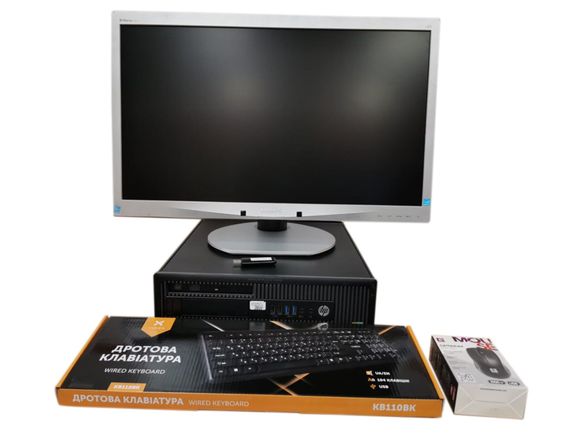Комплект ПК: HP Compaq SFF / Intel Core i5-4430 (2 (4) ядра по 1.7 - 2.7 GHz) / 8 GB DDR3 / 120 GB SSD / Intel HD Graphics 4400 + Монітор Philips Brilliance 241B4L / 24" (1920x1080) TN + клавіатура та миша б/в