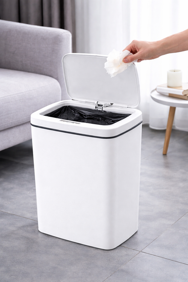 Ведро для мусора со смарт-датчиком приближение Smart trash can 10 л Белый