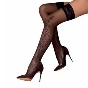 Чорні панчохи з ефектом тату Passion ST111 nero (20 den), 1/2