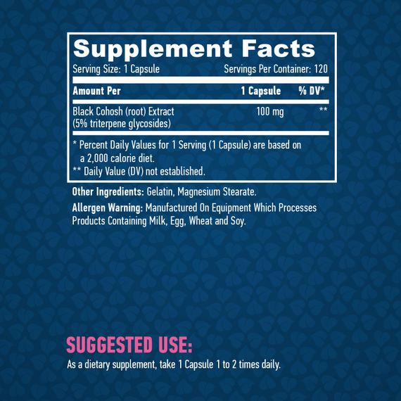 Екстракт Чорного кохо Haya Labs Black Cohosh 100mg 120 caps | Зображення 1