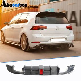 Дифузор заднього бампера (для R-Line HB 2017-2020, Карбон) для Volkswagen Golf 7/E-Golf рр