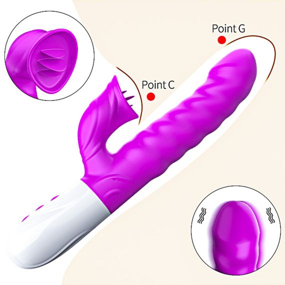 Вибратор для двойной стимуляции Silicon, Vibrator 7 Function and Heating Mode, PURPLE Sex Aura | Зображення 4