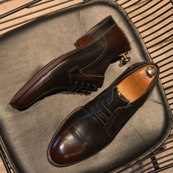 Черно-бордовые туфли для мужчин 40 размер | Зображення 6