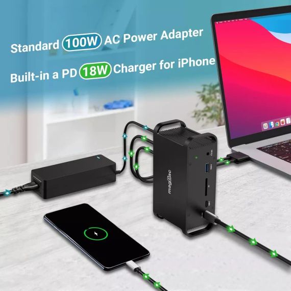 MagBac USB C Docking Station Dual Monitor — универсальная док-станция для ноутбуков с поддержкой подключения трех мониторов в формате 4K и 15 портами. | Зображення 3