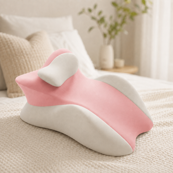 Розовая Подушка ортопедическая pillow-06 / Клинообразная подушка для сна из полиэстера / Ортопедическая подушка для поддержания те | Зображення 1