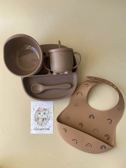 Набір дитячого силіконового посуду Брауні | Зображення 5