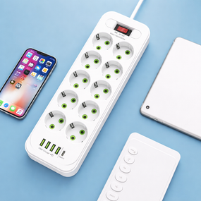 Подовжувач D10 10×220В+ 4×USB+ 1×Type-C 2500W 5 метрів