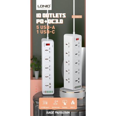 Мережевий фільтр живлення LDNIO SC10610, 5роз + 3USB (SC10610) (SC10610) | Зображення 6